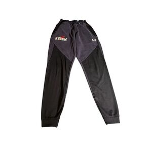 Under Armour Storm Jogger Pants Men’s Small Black Navy Athletic Sweatpants Logo